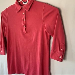 Lands’ End Pink 3/4 Sleeve Four Button Pullover